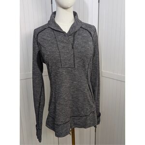 Lululemon Gray Pullover Jacket Quarter Zip Textured Thumbholes Sz 12